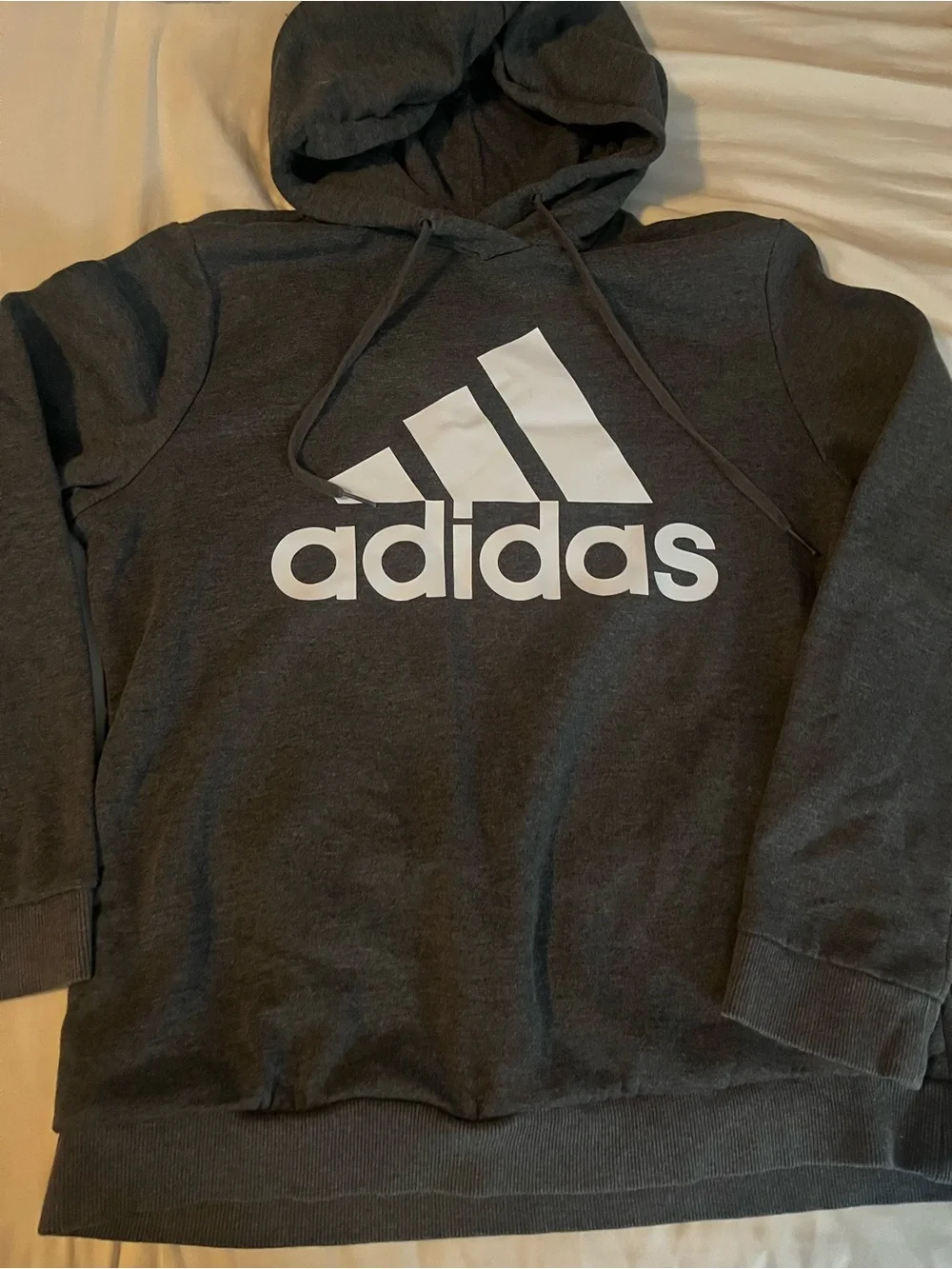 adidas kids Dark Gray Logo Hoodie Sweatshirt 16/18